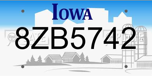 8ZB5742 Iowa License Plate
