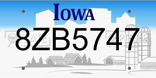 8ZB5747 Iowa License Plate