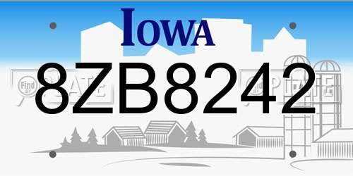 8ZB8242 Iowa License Plate