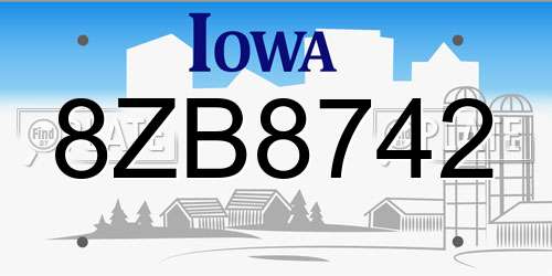 8ZB8742 Iowa License Plate