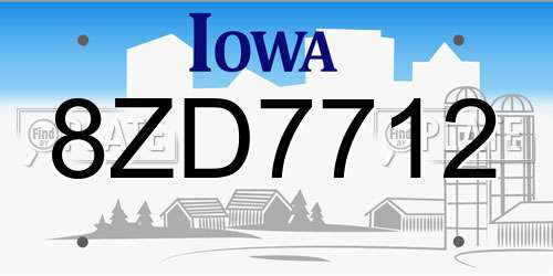 8ZD7712 Iowa License Plate