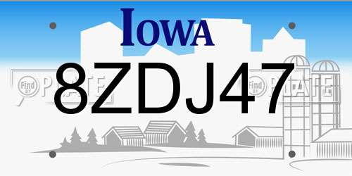 8ZDJ47 Iowa License Plate