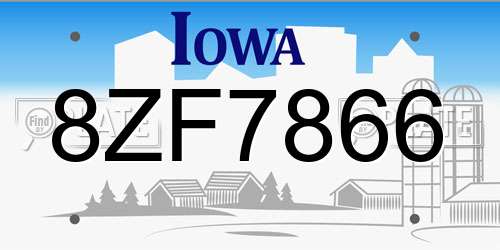 8ZF7866 Iowa License Plate