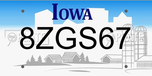 8ZGS67 Iowa License Plate