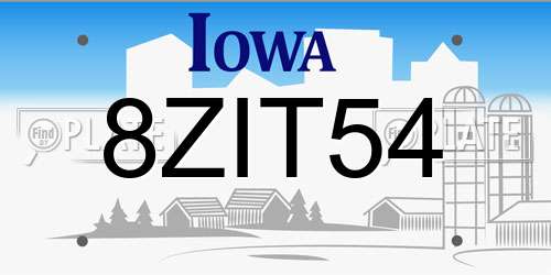 8ZIT54 Iowa License Plate