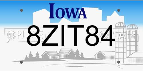 8ZIT84 Iowa License Plate