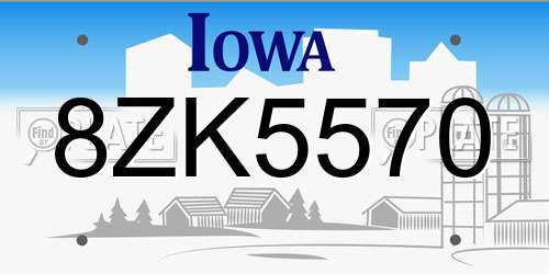 8ZK5570 Iowa License Plate