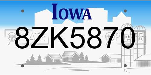 8ZK5870 Iowa License Plate