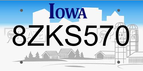8ZKS570 Iowa License Plate