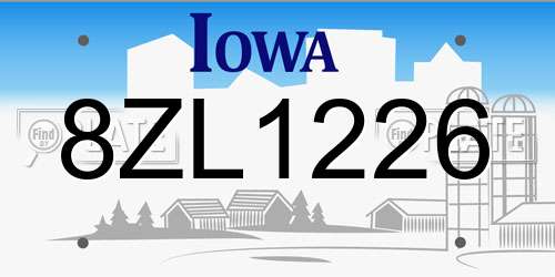 8ZL1226 Iowa License Plate