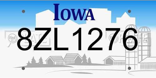8ZL1276 Iowa License Plate