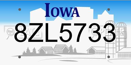 8ZL5733 Iowa License Plate