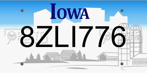 8ZLI776 Iowa License Plate