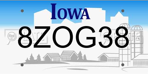 8ZOG38 Iowa License Plate