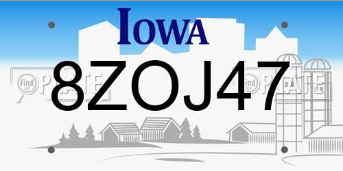 8ZOJ47 Iowa License Plate