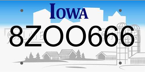 8ZOO666 Iowa License Plate