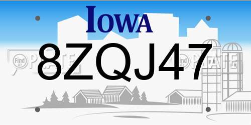 8ZQJ47 Iowa License Plate