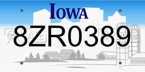 8ZR0389 Iowa License Plate