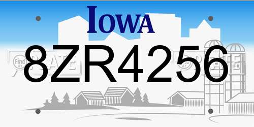 8ZR4256 Iowa License Plate