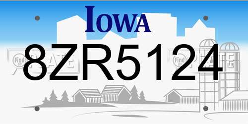 8ZR5124 Iowa License Plate