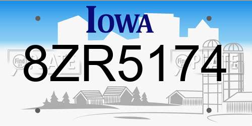 8ZR5174 Iowa License Plate