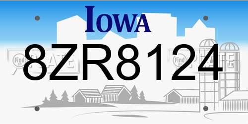 8ZR8124 Iowa License Plate