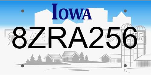 8ZRA256 Iowa License Plate