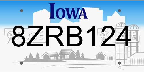 8ZRB124 Iowa License Plate