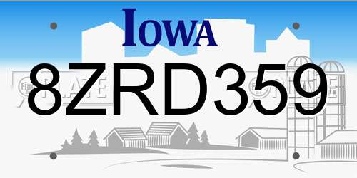 8ZRD359 Iowa License Plate