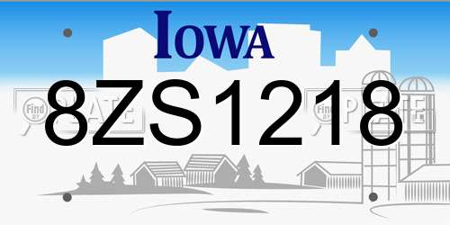 8ZS1218 Iowa License Plate