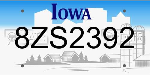 8ZS2392 Iowa License Plate