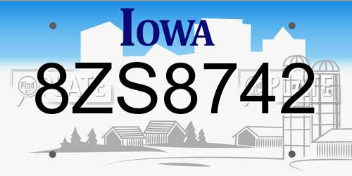 8ZS8742 Iowa License Plate