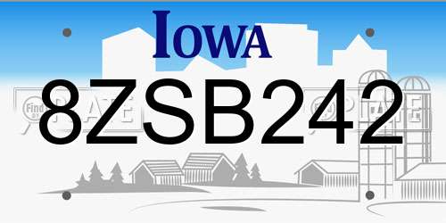 8ZSB242 Iowa License Plate
