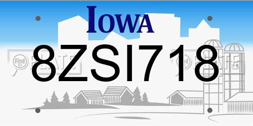 8ZSI718 Iowa License Plate