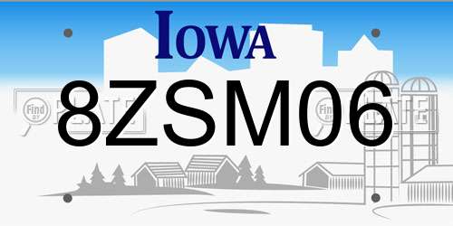 8ZSM06 Iowa License Plate