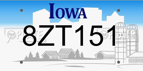 8ZT151 Iowa License Plate