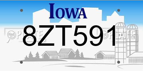 8ZT591 Iowa License Plate