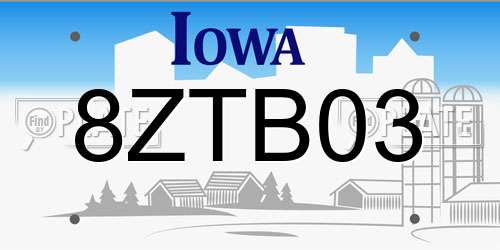 8ZTB03 Iowa License Plate