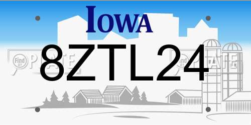 8ZTL24 Iowa License Plate