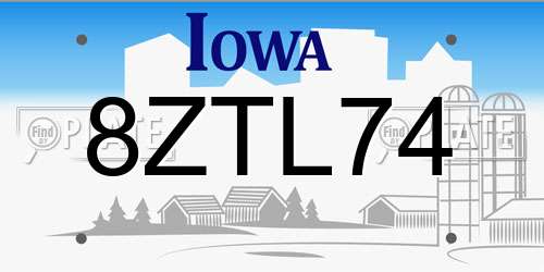 8ZTL74 Iowa License Plate