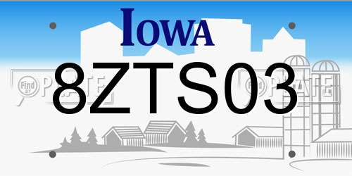 8ZTS03 Iowa License Plate
