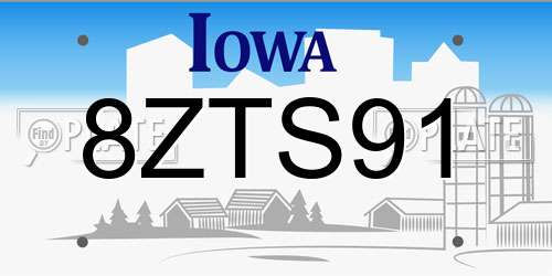 8ZTS91 Iowa License Plate