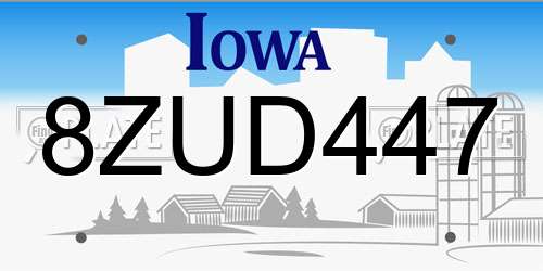 8ZUD447 Iowa License Plate