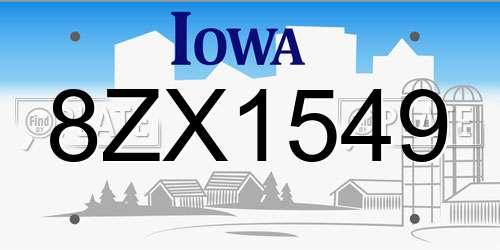 8ZX1549 Iowa License Plate