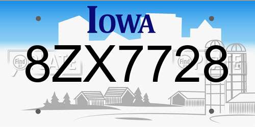 8ZX7728 Iowa License Plate