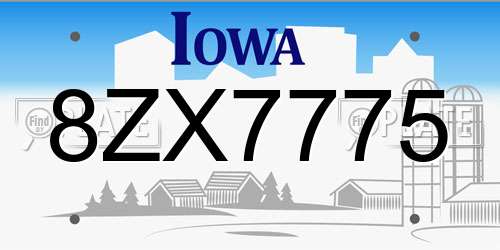8ZX7775 Iowa License Plate