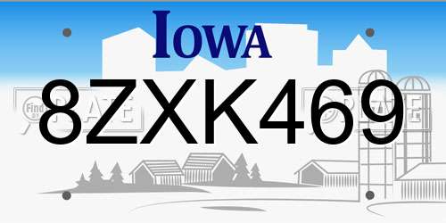 8ZXK469 Iowa License Plate