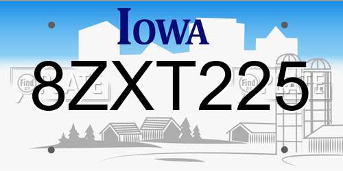 8ZXT225 Iowa License Plate