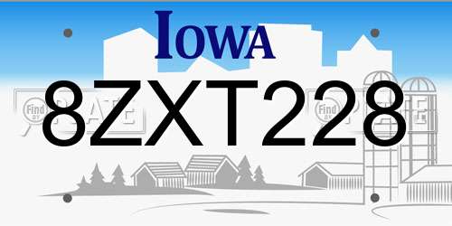 8ZXT228 Iowa License Plate