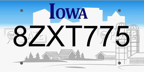 8ZXT775 Iowa License Plate